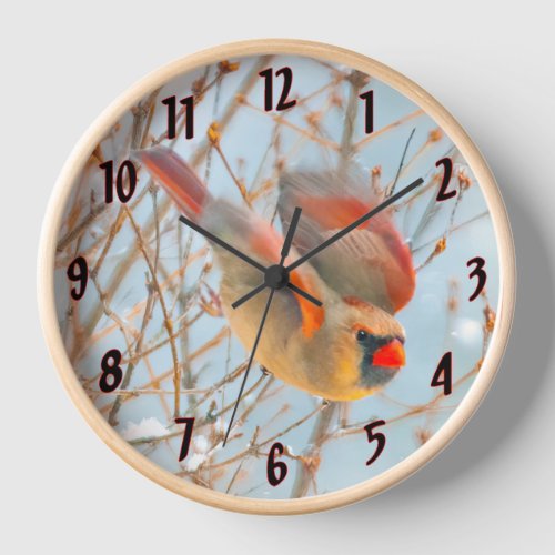 Northern Cardinal Flying _ Original Photograph Clock