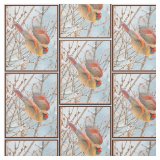 Northern Cardinal Flying - Original Photograph Fabric