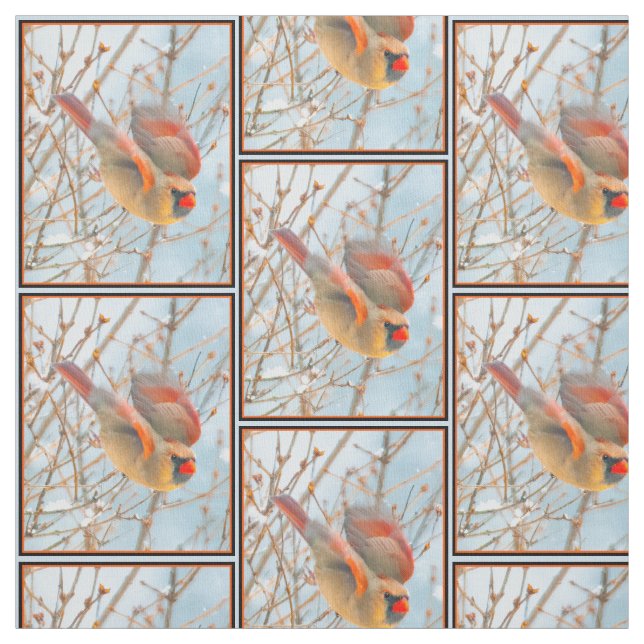 Northern Cardinal Flying - Original Photograph Fabric (Swatch)