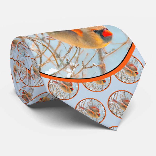 Northern Cardinal Flying - Original Photograph Neck Tie (Rolled)