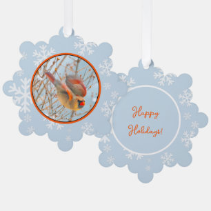 Northern Cardinal Flying - Original Photograph Ornament Card