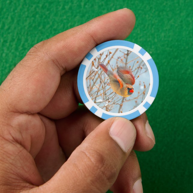 Northern Cardinal Flying - Original Photograph Poker Chips (Hand)
