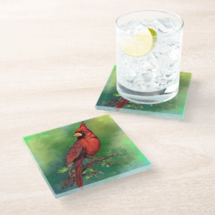 Northern Cardinal Glass Coaster