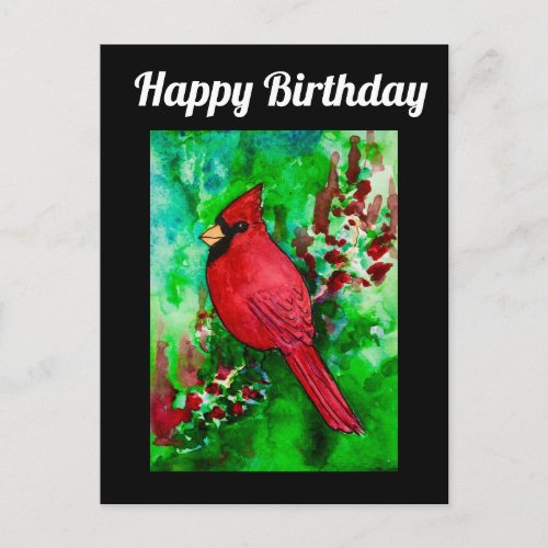 Northern Cardinal Handsome Happy Birthday Postcard