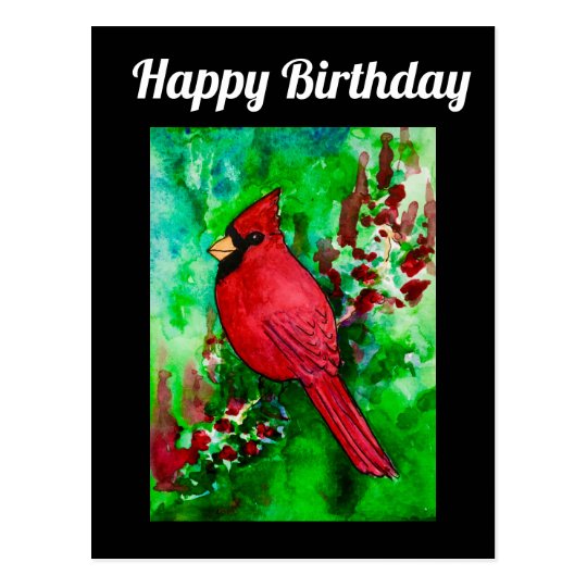 Northern Cardinal Handsome Happy Birthday Postcard | Zazzle.com