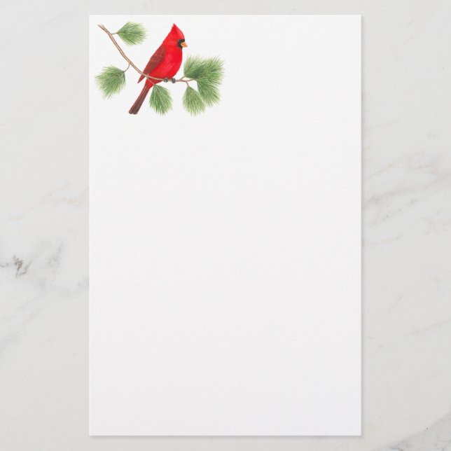 Northern Cardinal Illustration Stationery (Front)