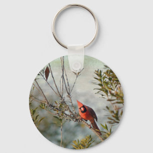 Northern Cardinal in Wax Myrtle Keychain
