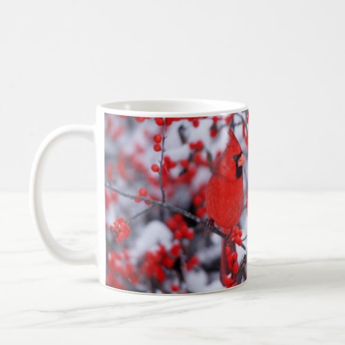 Northern Cardinal male Winter IL Coffee Mug