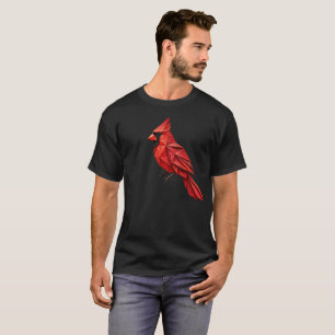 Northern Cardinal Origami Bird Minimal Paper Art T-Shirt
