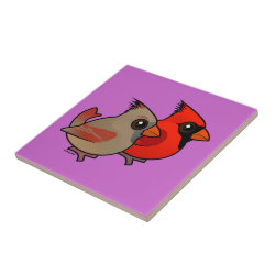 Northern Cardinal Pair Small Ceremic Tile (4.25