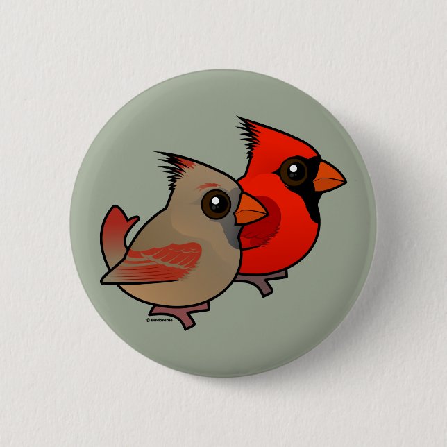 Northern Cardinal Pair Pinback Button (Front)
