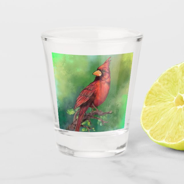 Northern Cardinal Shot Glass (Front)