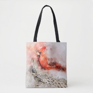 Northern Cardinal watercolor Tote Bag