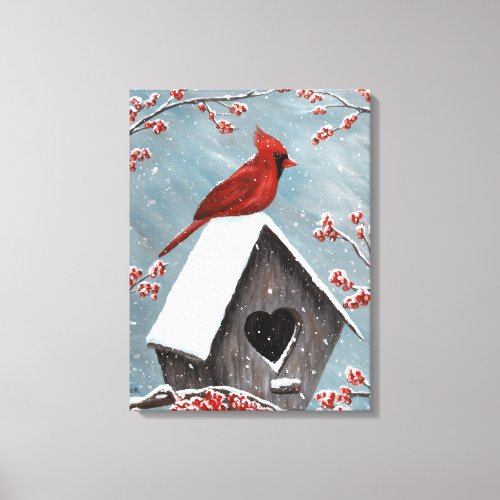 Northern Cardinal Winter Snow Canvas Print