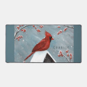 Northern Cardinal Winter Snow Desk Mat (Front)