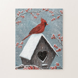 Northern Cardinal Winter Snow Jigsaw Puzzle