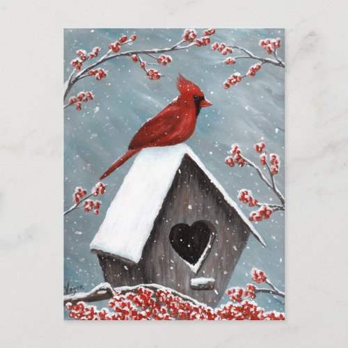 Northern Cardinal Winter Snow Postcard