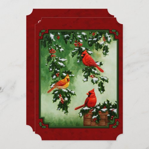 Northern Cardinals and Holly Red Invitation