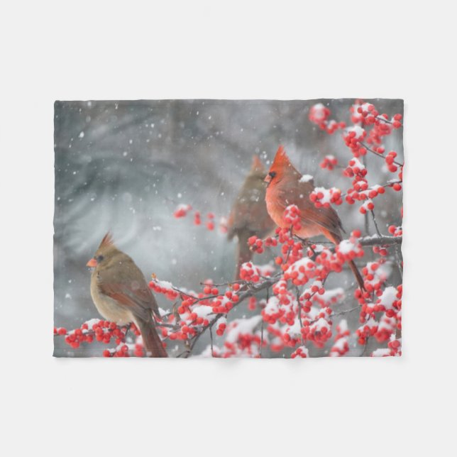 Northern Cardinals | Marion, Illinois Fleece Blanket (Front (Horizontal))