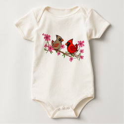 Northern Cardinals on Blossom Branch Infant Organic Creeper