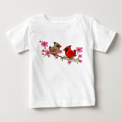 Northern Cardinals on Blossom Branch Baby T-Shirt