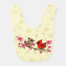 Northern Cardinals on Blossom Branch Baby Bib