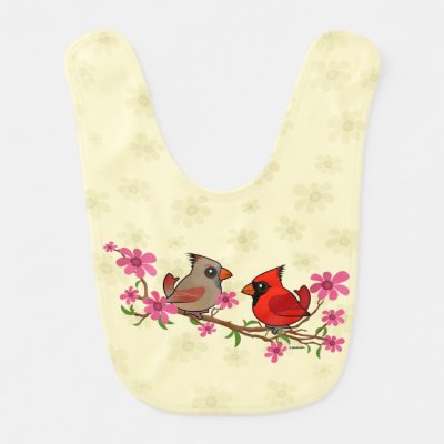 Northern Cardinals on Blossom Branch Bib