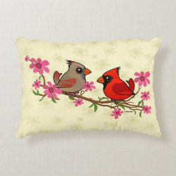 Northern Cardinals on Blossom Branch Brushed Polyester Accent Pillow