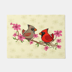 Northern Cardinals on Blossom Branch Door Mat (18