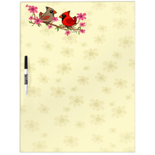 Northern Cardinals on Blossom Branch Dry-Erase Board