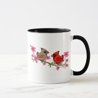 Northern Cardinals on Blossom Branch Mug