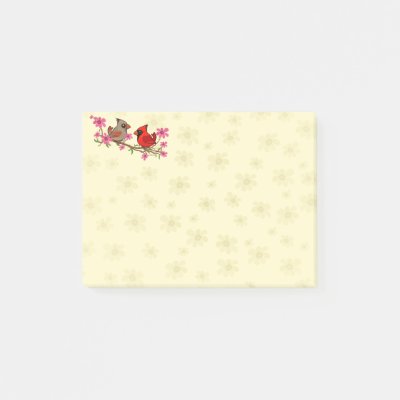Northern Cardinals on Blossom Branch Post-it Notes