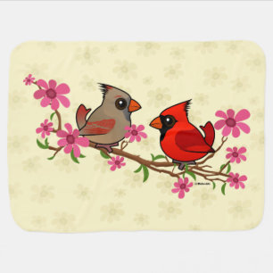 Northern Cardinals on Blossom Branch Swaddle Blanket