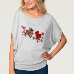 Northern Cardinals on Blossom Branch Women's Bella Flowy Circle Top