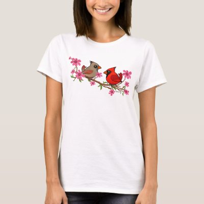 Northern Cardinals on Blossom Branch T-Shirt
