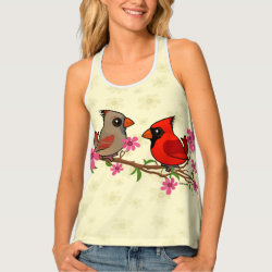 Northern Cardinals on Blossom Branch Women's All-Over Print Racerback Tank Top