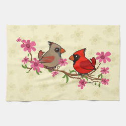 Northern Cardinals on Blossom Branch Kitchen Towel 16
