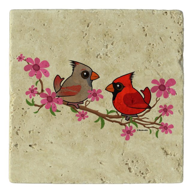 Northern Cardinals on Blossom Branch Trivet (Front)