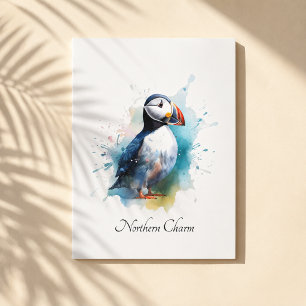 Northern Charm Puffin Watercolor Metal Wall Art