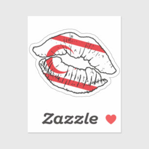 Northern Cyprus Cypriot Lipstick Love Flag Sticker