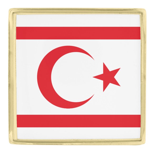 Northern Cyprus Flag Gold Finish Lapel Pin (Front)