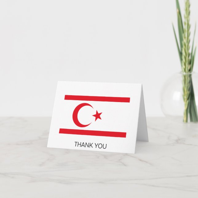Northern Cyprus Flag Letterpress Thank You Card (Front)
