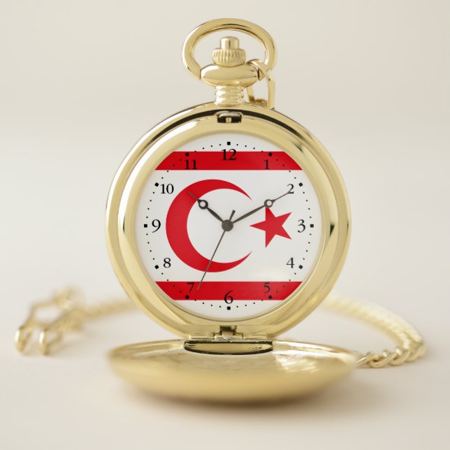 Northern Cyprus Flag Pocket Watch (Inside)