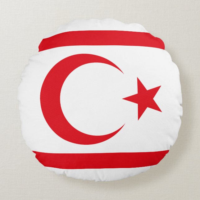 Northern Cyprus Flag Round Pillow (Front)