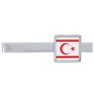 Northern Cyprus Flag Silver Finish Tie Bar