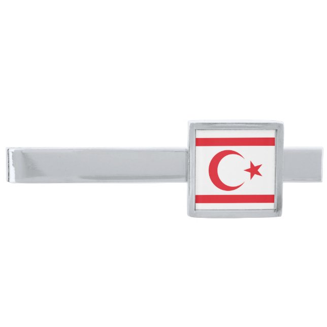 Northern Cyprus Flag Silver Finish Tie Bar (Front)