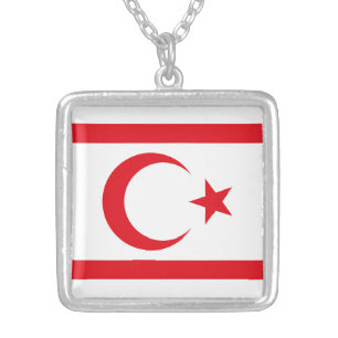 Northern Cyprus Flag Silver Plated Necklace