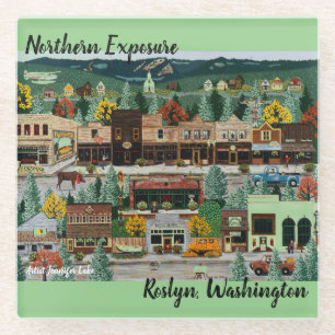 "Northern Exposure" ~ Roslyn, Washington Glass Coaster