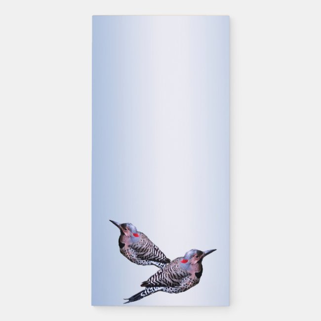 Northern Flicker Bird Blue Magnetic Fridge Notepad