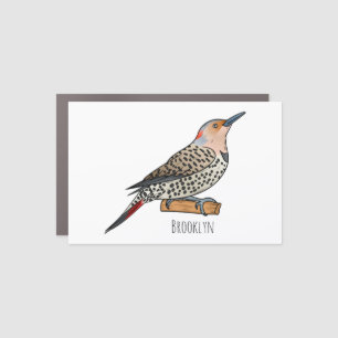Northern flicker bird cartoon illustration car magnet